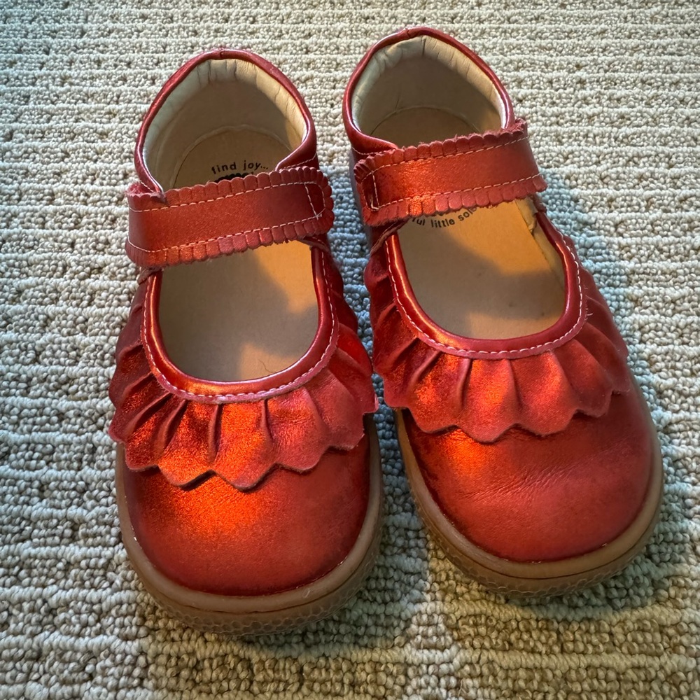 Livie & Luca Metallic Red Mary Jane Shoes Size